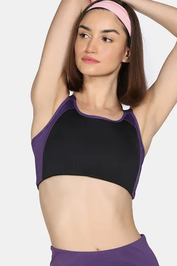 Buy Zelocity Medium Impact Quick Dry Sports Bra with Removable Padding - Jet Black